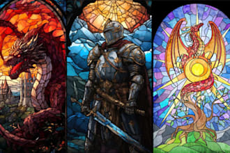 design 2d glass art illustration custom 2d stained glass art do decal murals art