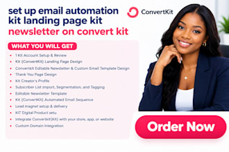 set up email automation kit landing page kit newsletter on convert kit