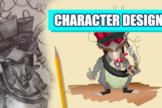 draw expressive cartoon character design with a loose painterly style