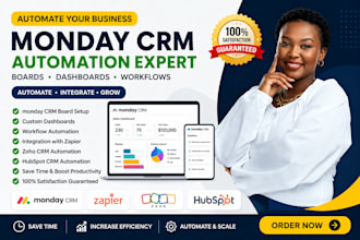 automate monday crm boards, dashboards and workflow with zapier, zoho, hubspot
