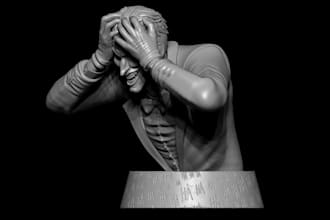 portrait sculpted in zbrush for 3d print,turn photo to 3d printable stl bust,3mf