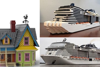 do 3d lego toy car, house, moc car, ship, bike, xml partlist and instruction