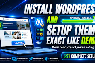 install wordpress and setup theme exact like demo