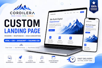 develop a custom modern landing page for startups and brands