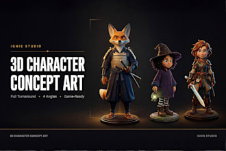 design stylized 3d cartoon character from your 2d art