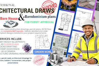 draw, redraw architectural floor plans plan mep barndominium stamps masterplan