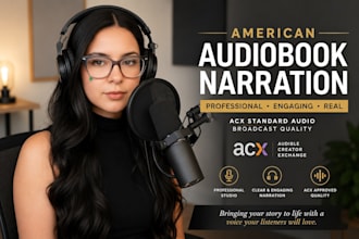 narrate and edit and an audiobook for acx audible in english voice over