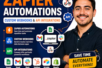 setup zapier automations, custom webhooks, and API integrations