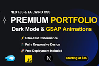 design a nextjs portfolio website with gsap animations and dark mode