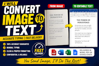 type image to text with 100 percent accuracy and fast delivery