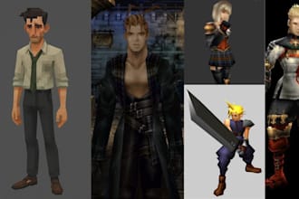 do retro ps1 ps2 n64 psx low poly 3d characters for games and animation