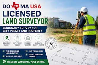 do tx ma USA licensed land surveyor boundary survey for city permit and property