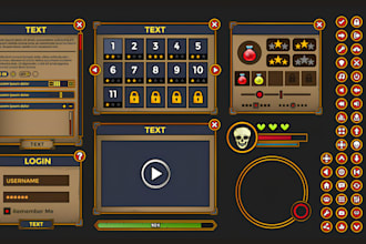design a mobile game UI, hud buttons, pause screen, shop menu for ios or android