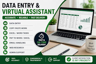 do data entry, virtual assistance and office administration tasks