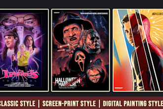 illustrated movie poster for indie films and festivals
