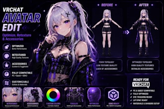 design vrchat avatar edit optimize retexture and accessories