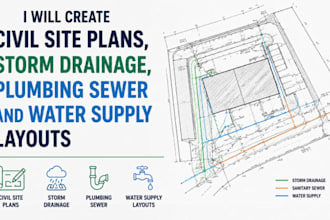 create civil site plans, storm drainage, plumbing sewer and water supply layouts