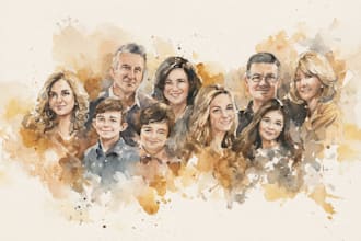draw watercolor family portrait painting
