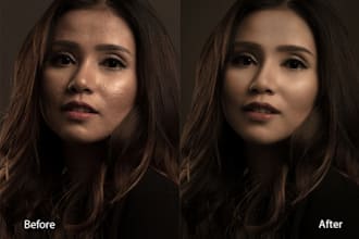 do skin or makeup retouching, and hair cleanup for portrait