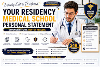 expertly edit your residency or medical school personal statement