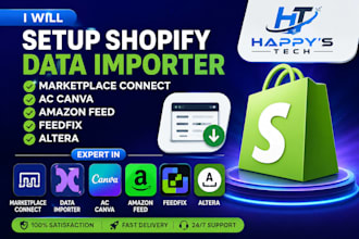 setup shopify data importer marketplace connect ac canva amazon feedfix altera