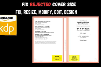 fix rejected book covers, resize and edit KDP covers professionally