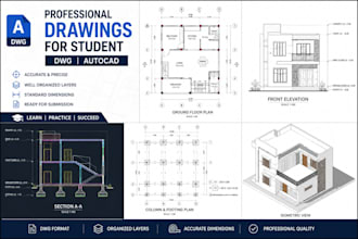 professionally drawings for student, dwg, autocad drafting