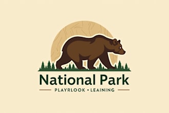 do unique bear national park vintage logo for your brand