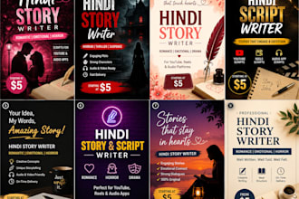 write emotional romantic, horror hindi stories and scripts