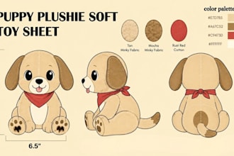 plush reference sheet stuffed animal character tech pack soft toy kawaii ych oc