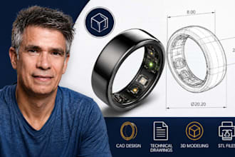 iot cad, smart ring technical drawing, wearable cad expertpro studio cad works