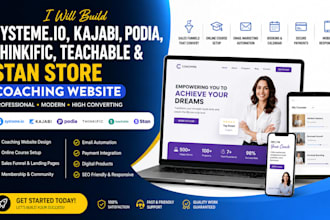 build systeme io kajabi podia thinkific teachable stan store coaching website