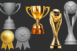 convert 2d to 3d award trophy models badges medals for rendering and 3d printing