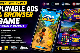 create high converting HTML5 playable ads and browser games, webgames in phaser3