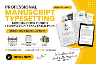 do manuscript typesetting modern book design layout  kindle book formatting