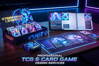illustrate card game design card box mockup, design rule book or guide book