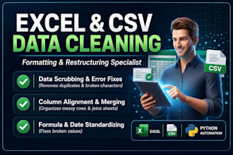 clean, organise and format your messy excel and CSV data