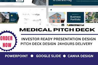design medical pitch deck, research, medical powerpoint presentation designs 24h