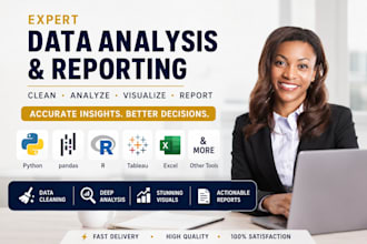 do data analysis in excel, python, r, spss, tableau and powerbi