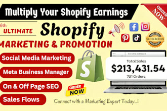 promote shopify sales with facebook ads, ig, tiktok marketing