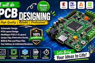 design pcb layout, schematic in kicad, easyeda or altium