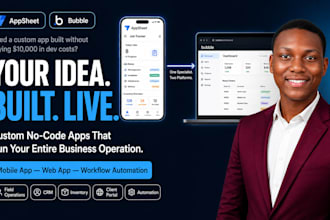 automate nocode business app on bubble io, appsheet, web app, saas, mvp business