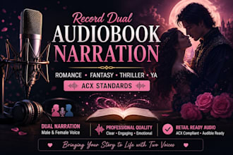 do dual audiobook narration for romance story, fantasy thriller ya audiobook