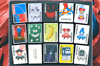 design balatro style pixel art playing cards with custom joker and full deck