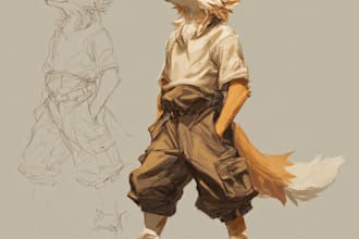 create professional furry reference sheet and fursona design
