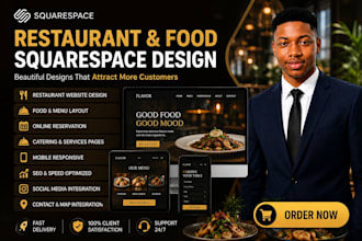 design squarespace restaurant website, squarespace food cafe website design