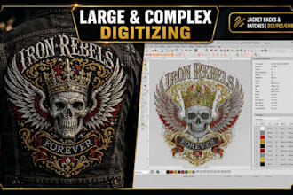 do complex embroidery digitizing for jacket backs and large logo