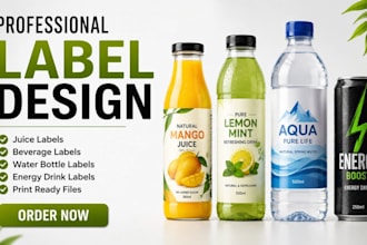 professional design juice label,beverage,water bottle and energy drink labellogo