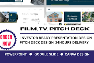 design professional film, pitch deck, movie pitch deck, powerpoint presentation