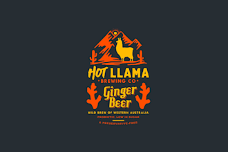 make fresh ginger beer logo for hot llama brewing company